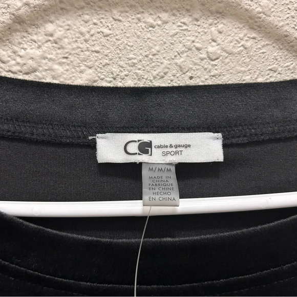 Cable & Guage Sport Velour Black Sweatshirt Medium - Picture 2 of 7